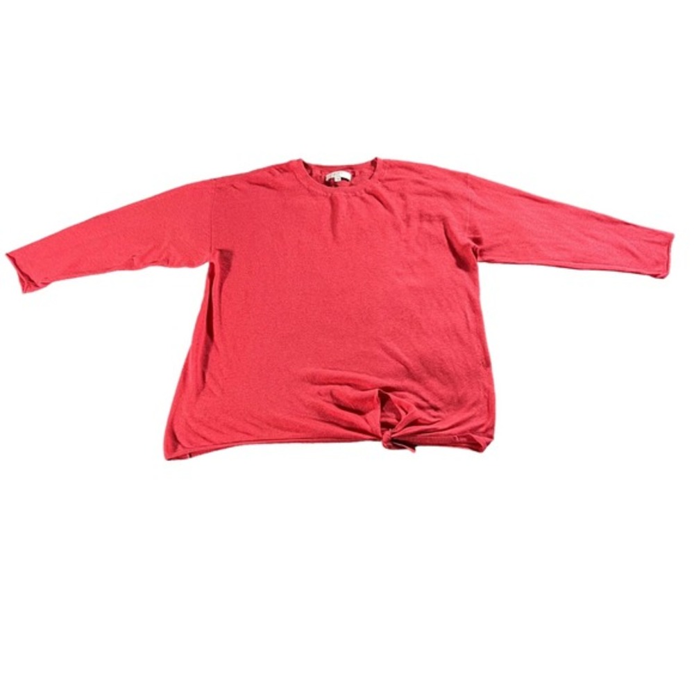 Loft Plus Top Womens 14 Coral Pink Linen Blend Tie Front‎ Coastal Beachy Boho